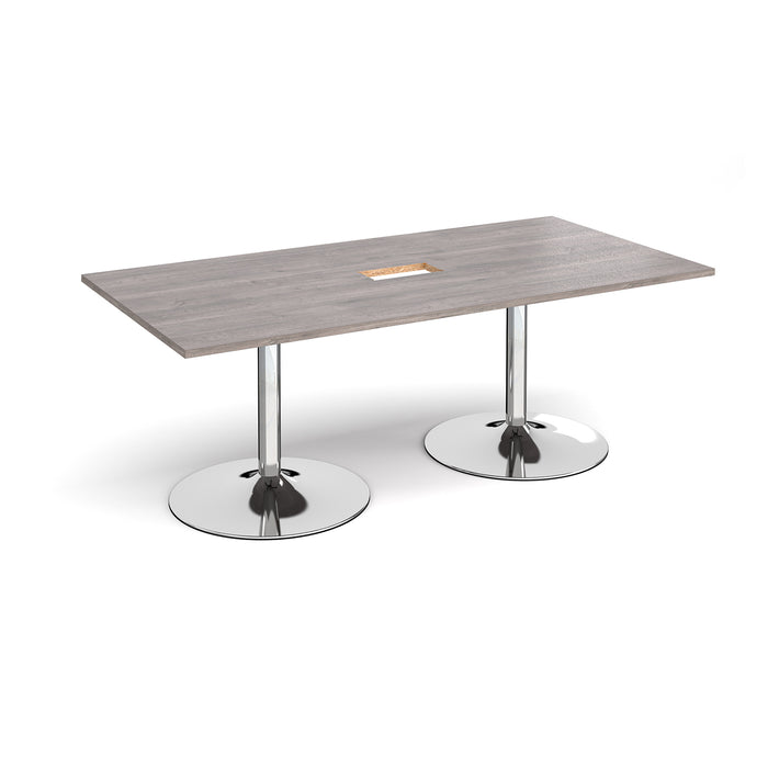 Trumpet base rectangular power ready boardroom table