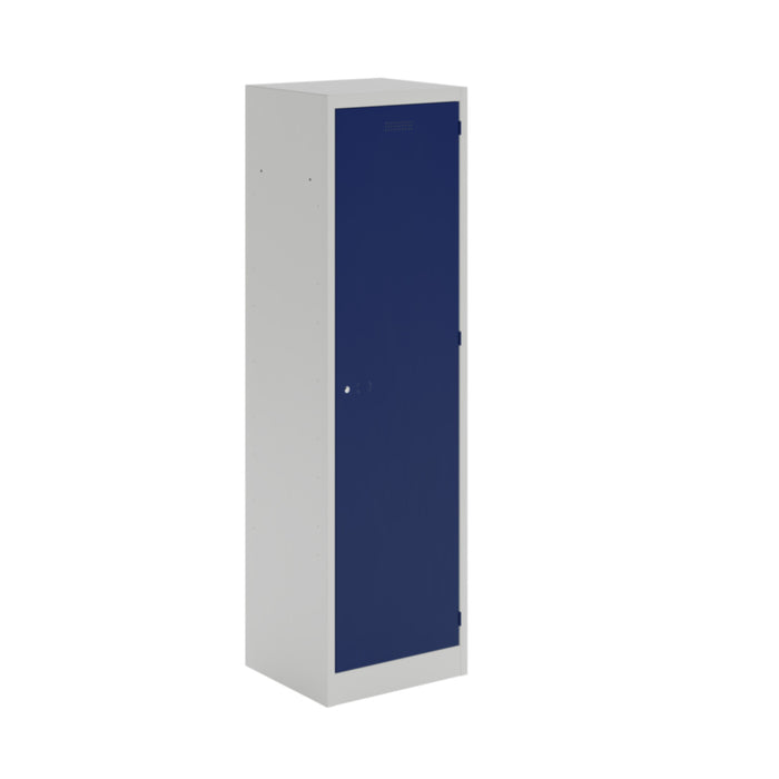 Steel workwear combi locker with 1 full width shelf and 3 half width shelves