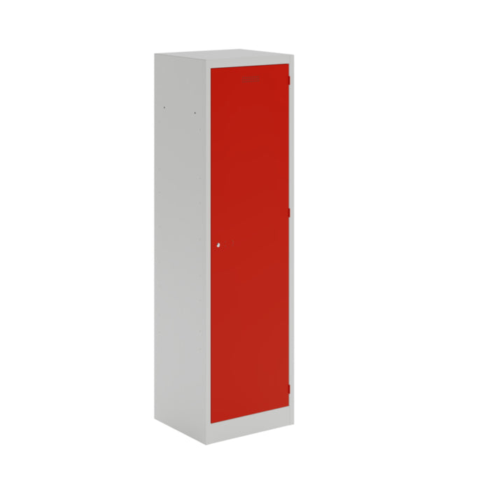 Steel workwear combi locker with 1 full width shelf and 3 half width shelves