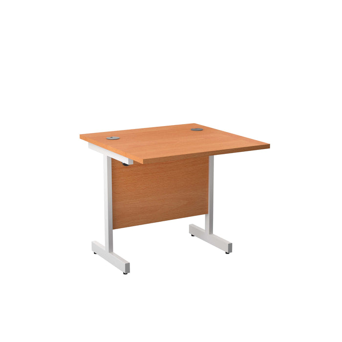 Single Beech Upright Rectangular Desk 800 X 800 White 