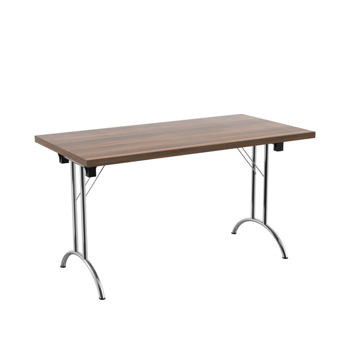 One Union Rectangular Folding Table 1400 X 700 Silver Dark Walnut
