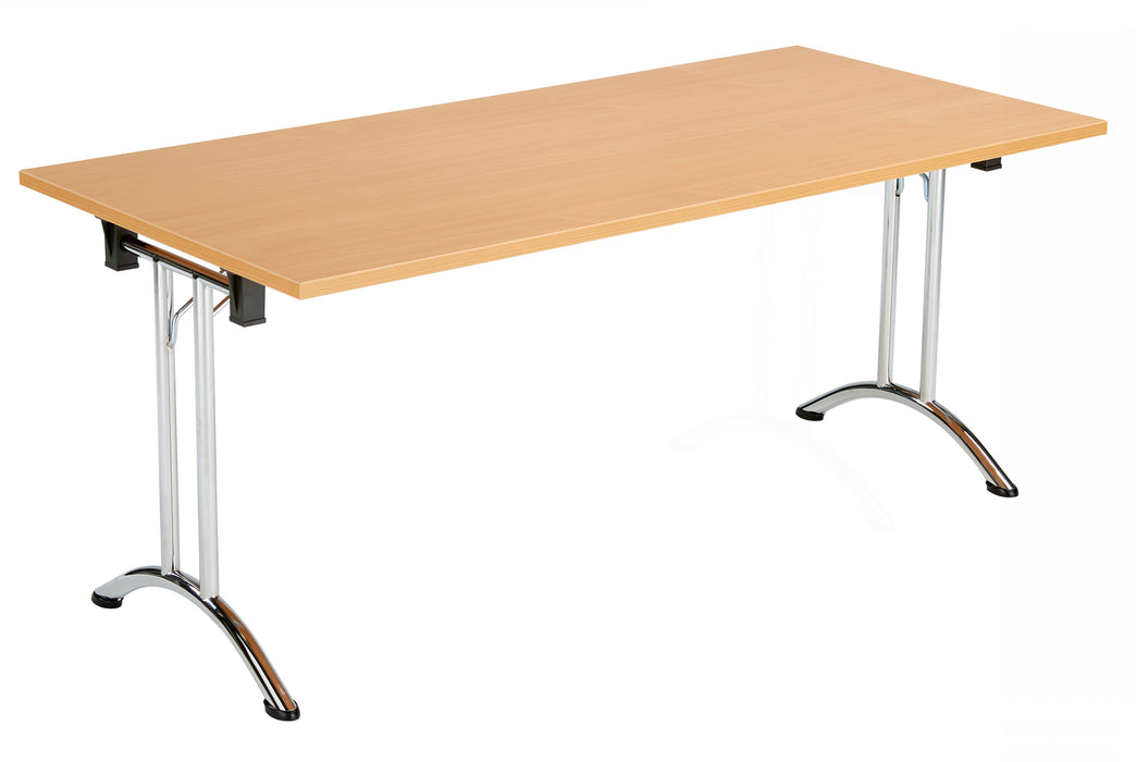 One Union Rectangular Folding Table 1600 X 800 Chrome Beech