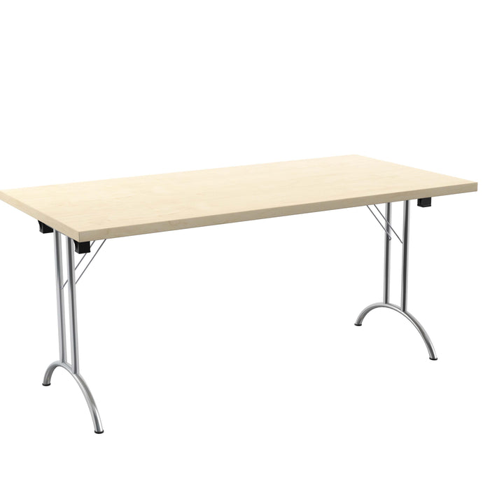 One Union Rectangular Folding Table 1600 X 800 Chrome Maple