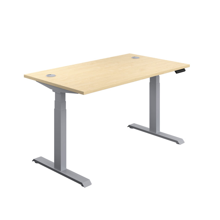 Economy Sit Stand Desk 1400 X 800 Maple With Silver Frame 