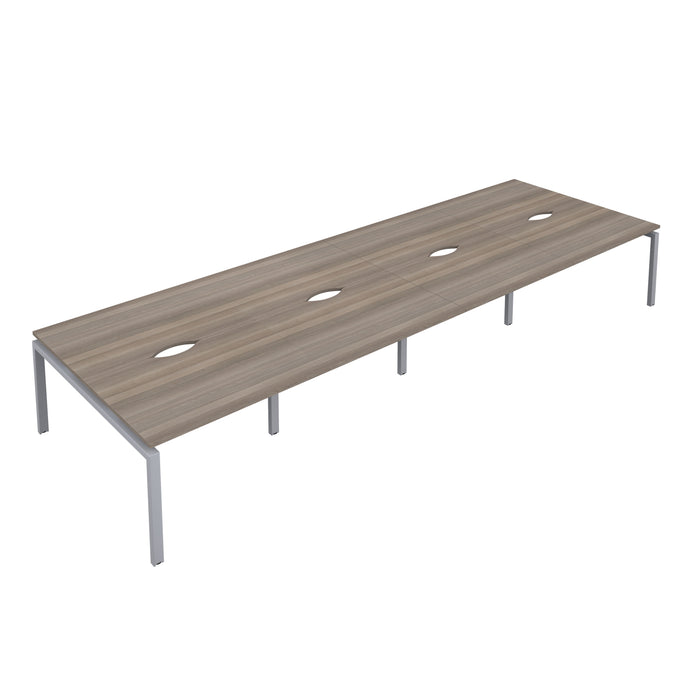 Telescopic Sliding 8 Person Grey Oak Bench With Cut Out 1200 X 600 Black 