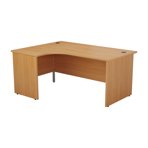 Panel Left Hand Radial Desk 1600 X 1200 Beech With Desk High 3 Drawer Pedestal