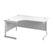 Single Upright Left Hand Radial Desk 1600 X 1200 White With White Frame No Pedestal