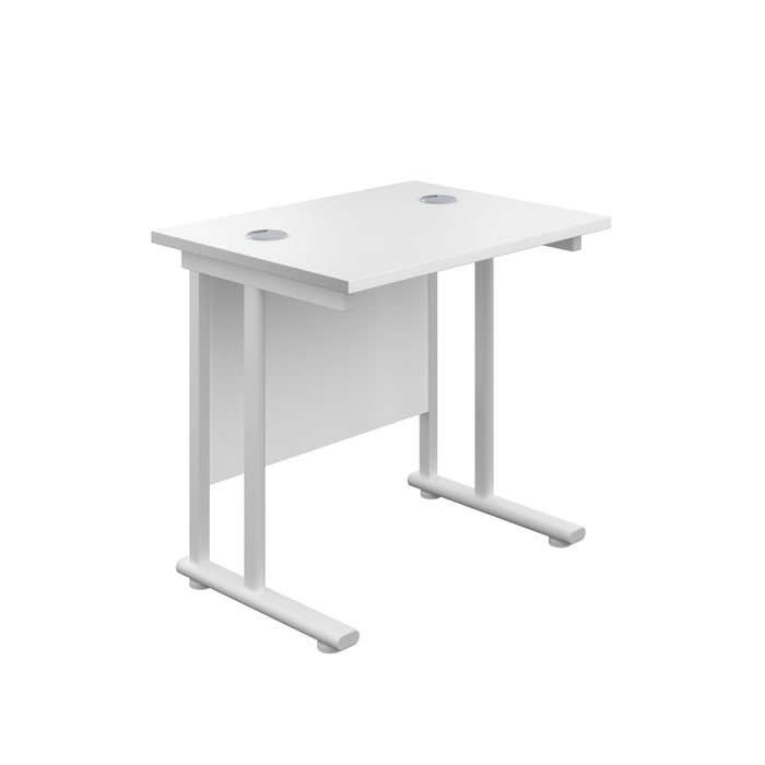 Twin Upright White Rectangular Desk 800 X 600 White 