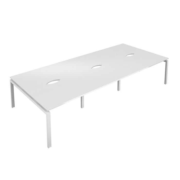Telescopic 6 Person White Bench With Cut Out 1200 X 600 Silver 