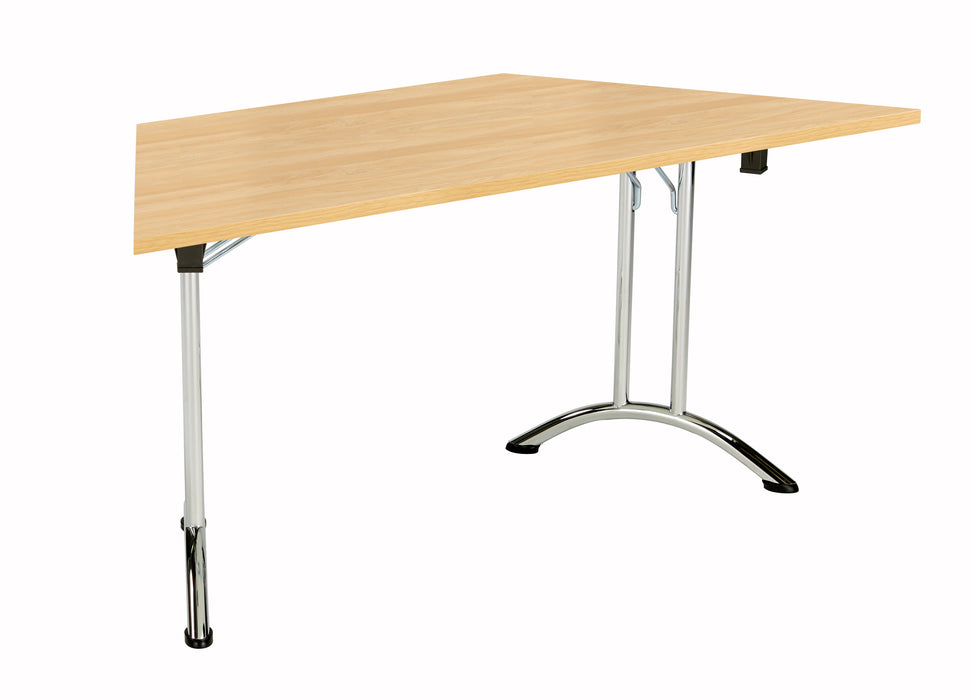 One Union Trapezoidal Folding Table 1600 X 800 Chrome Nova Oak