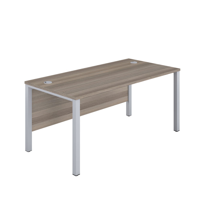 Goal Post Grey Oak Rectangular Desk 1400 X 600 Silver 