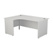 Panel Left Hand Radial Desk 1600 X 1200 White With Desk High 3 Drawer Pedestal