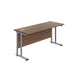 Twin Upright Rectangular Desk With Mobile 3 Drawer Pedestal 1200 X 800 Dark Walnut Silver