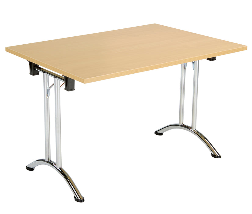 One Union Rectangular Folding Table 1200 X 700 Chrome Nova Oak
