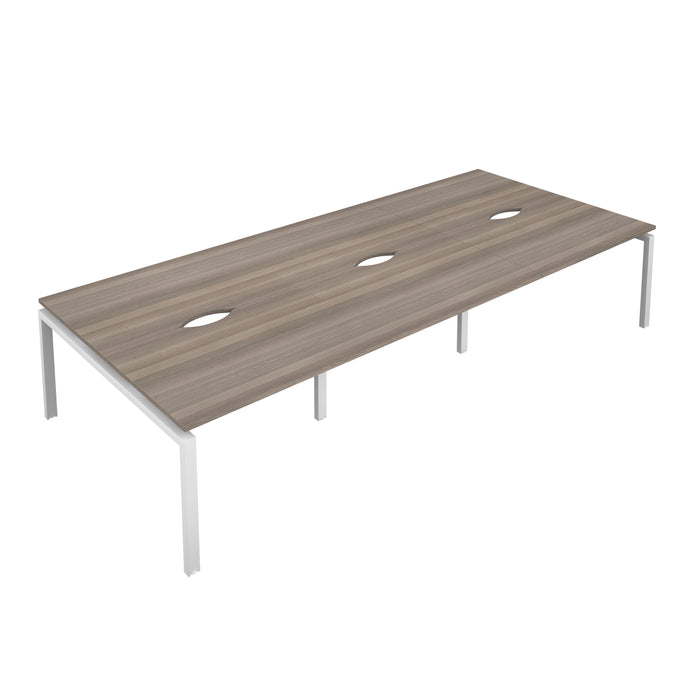 Telescopic 6 Person Grey Oak Bench With Cut Out 1200 X 600 Silver 