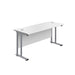 Twin Upright White Rectangular Desk 1600 X 600 Silver 