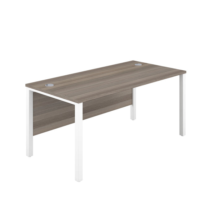 Goal Post Grey Oak Rectangular Desk 1400 X 600 White 