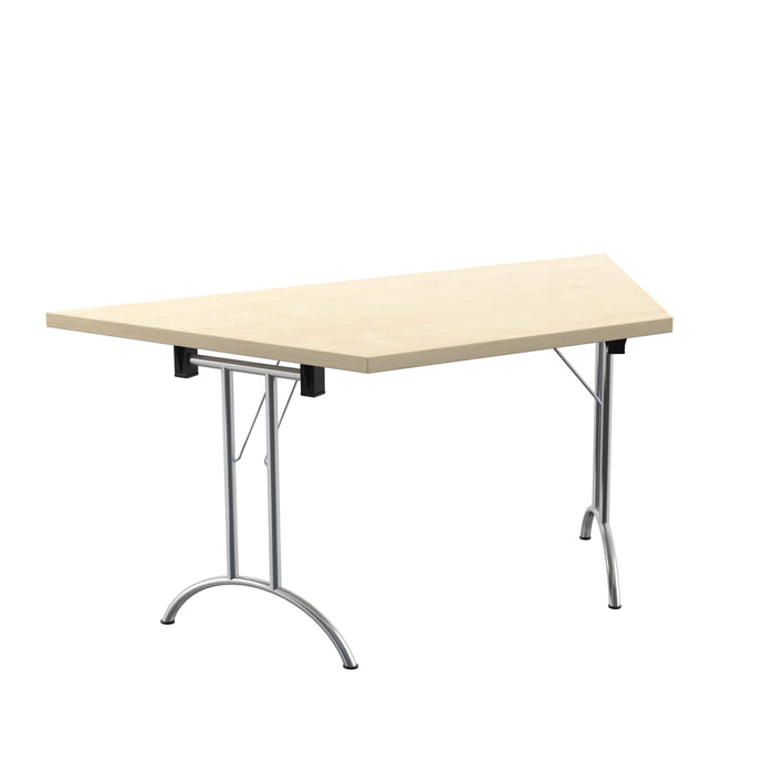 One Union Trapezoidal Folding Table 1600 X 800 Chrome Maple