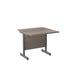 Single Upright Grey Oak Rectangular Desk 800 X 800 Silver 