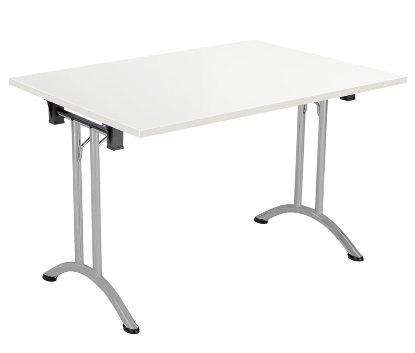 One Union Rectangular Folding Table 1200 X 700 Silver White