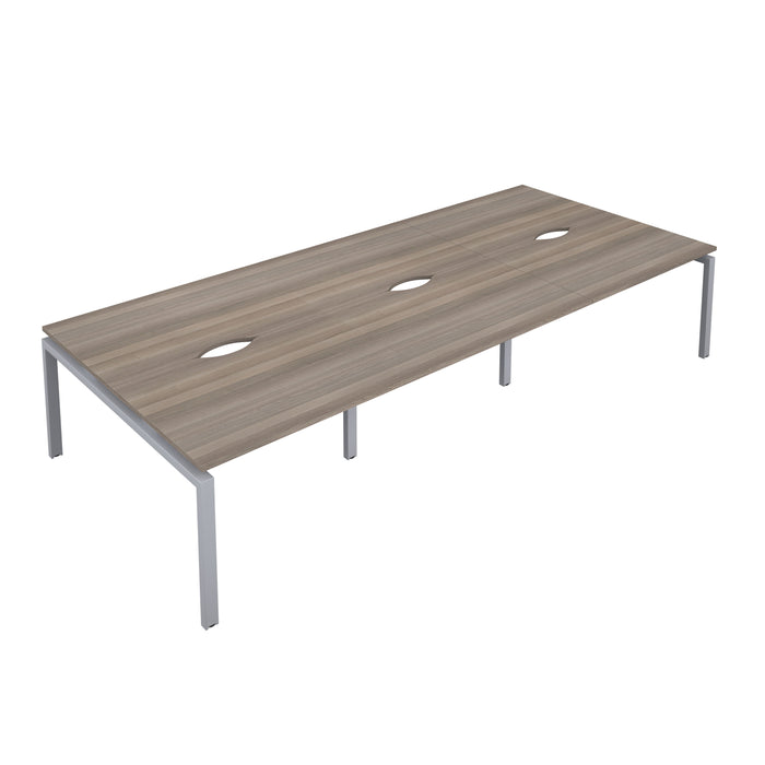 Telescopic Sliding 6 Person Grey Oak Bench With Cut Out 1200 X 600 Black 