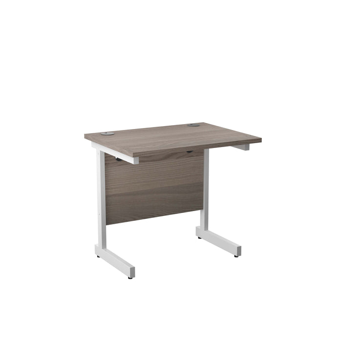 Single Upright Grey Oak Rectangular Desk 800 X 600 White 