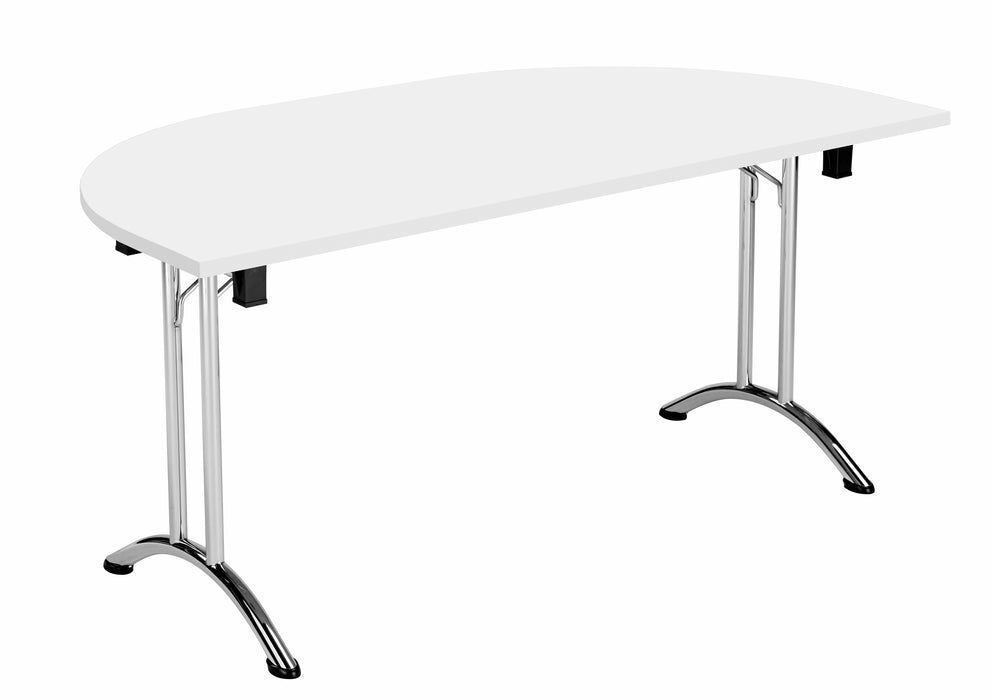 One Union D End Folding Table 1600 X 800 Chrome White