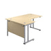 Twin Upright Left Hand Radial Desk 1600 X 1200 Maple With Silver Frame With Desk High Pedestal