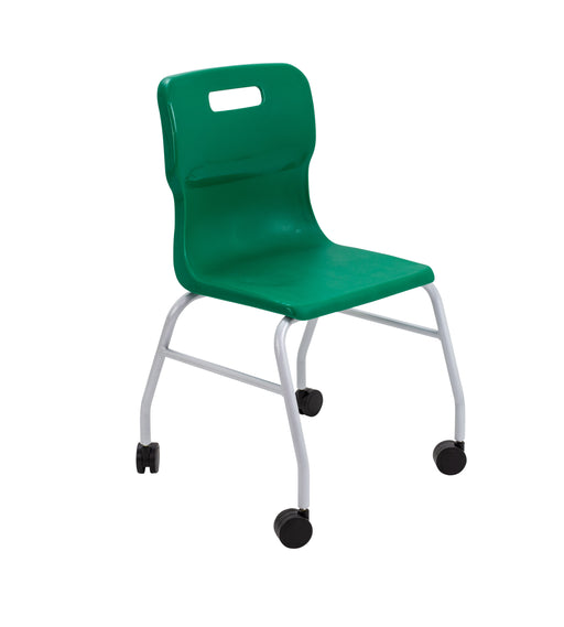 Titan Move 4 Leg Chair With Castors Green  