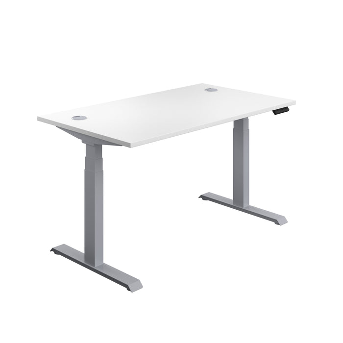 Economy Sit Stand Desk 1600 X 800 White With Silver Frame 