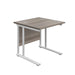Twin Upright Grey Oak Rectangular Desk 800 X 800 White 