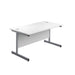 Single Upright Rectangular Desk With Mobile 3 Drawer Pedestal 1400 X 800 White Silver