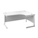 Single Upright Right Hand Radial Desk 1600 X 1200 White With White Frame No Pedestal