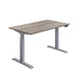 Economy Sit Stand Desk 1400 X 800 Grey Oak With Silver Frame 