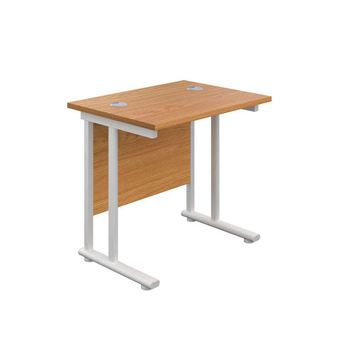 Twin Upright Nova Oak Rectangular Desk 800 X 600 White 
