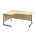 Single Upright Left Hand Radial Desk 1600 X 1200 Maple With Silver Frame With Desk High Pedestal
