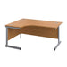 Single Upright Left Hand Radial Desk 1600 X 1200 Nova Oak With Silver Frame With Desk High Pedestal