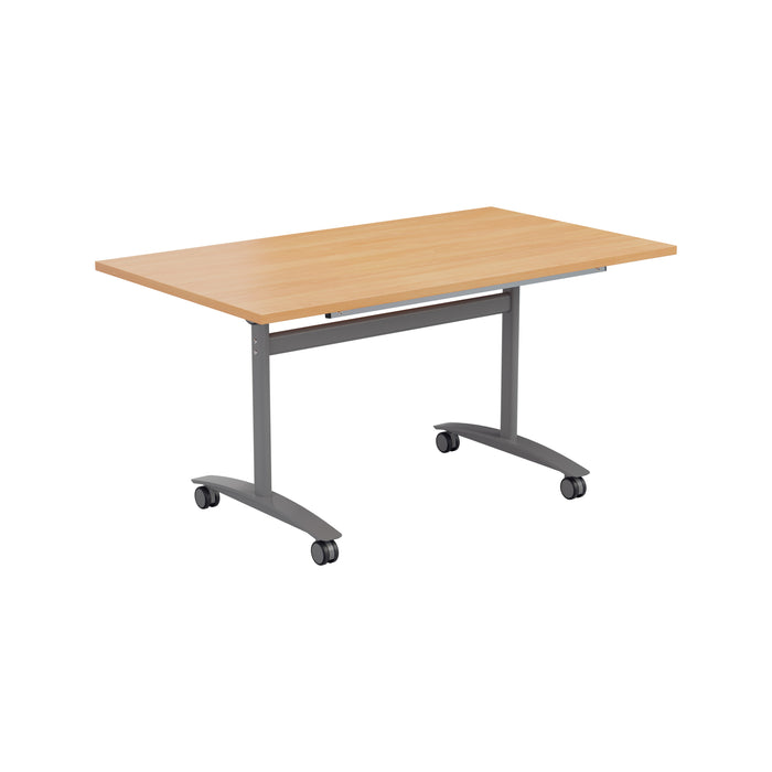 One Tilting Table With Silver Legs 1400 X 800 Nova Oak 