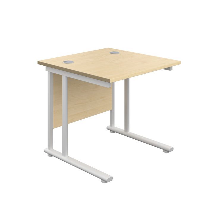 Twin Upright Maple Rectangular Desk 800 X 800 White 