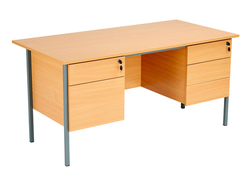 Eco 18 Rectangular Desk With 2 And 3 Drawer Pedestal 1500 X 750 Beech With Black Frame 