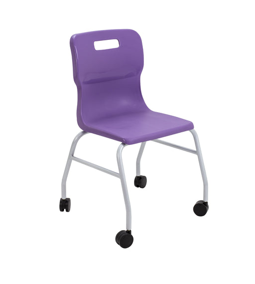 Titan Move 4 Leg Chair With Castors Purple  