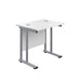 Twin Upright White Rectangular Desk 800 X 600 Silver 