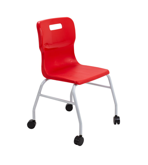 Titan Move 4 Leg Chair With Castors Red  