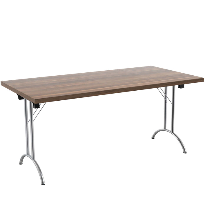 One Union Rectangular Folding Table 1600 X 800 Chrome Dark Walnut