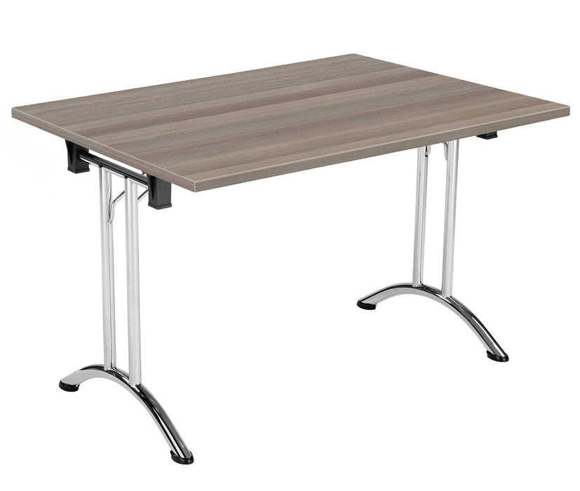 One Union Rectangular Folding Table 1200 X 700 Chrome Grey Oak