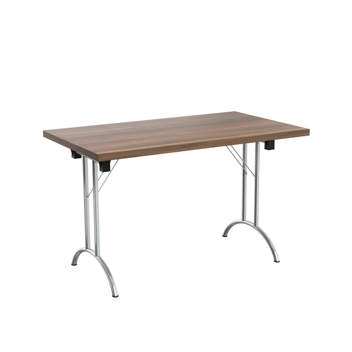 One Union Rectangular Folding Table 1200 X 700 Chrome Dark Walnut