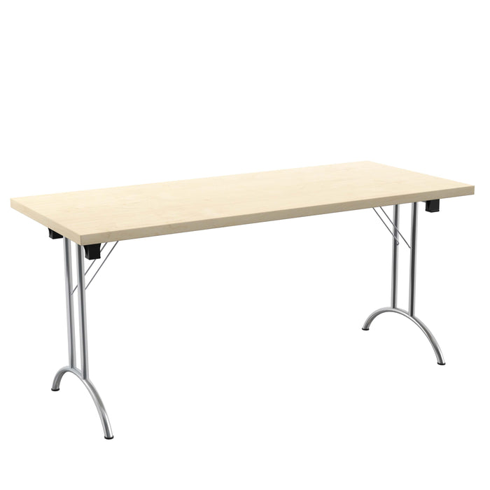 One Union Rectangular Folding Table 1600 X 700 Chrome Maple
