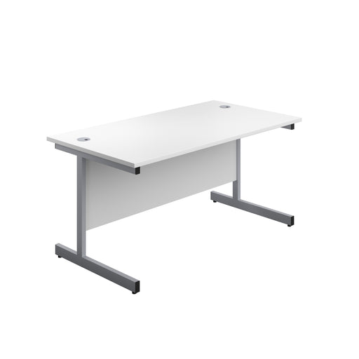Single Upright White Rectangular Desk 1200 X 600 Silver 