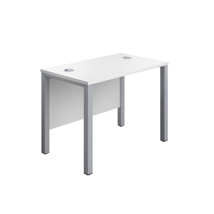 Goal Post White Rectangular Desk 1000 X 600 Silver 