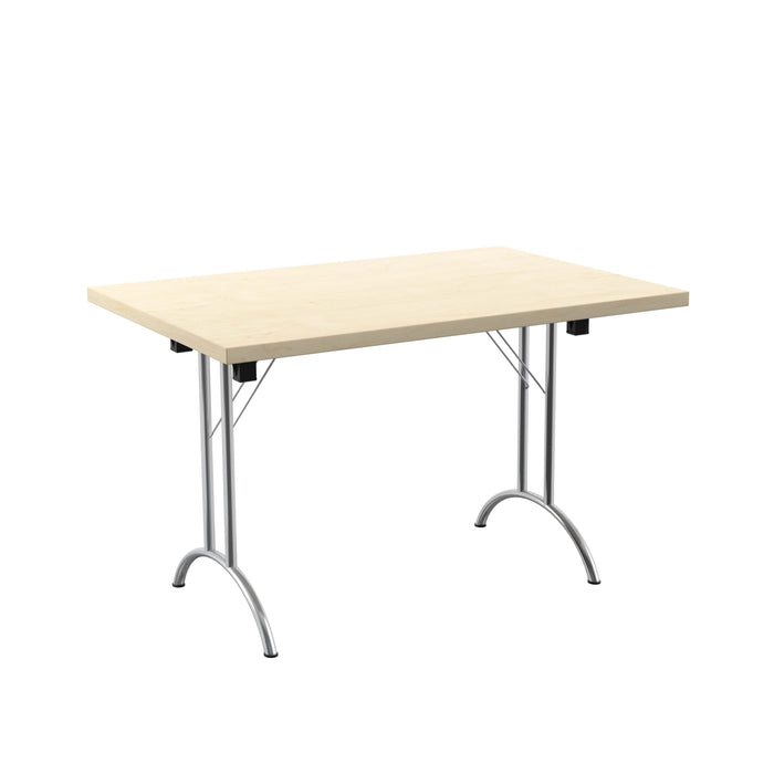 One Union Rectangular Folding Table 1200 X 800 Chrome Maple